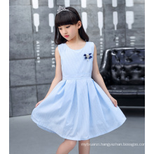 fashion design blue sleeveless casual new model baby girl dress